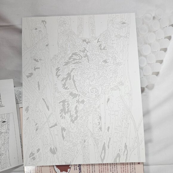 Dimensions Paint Works Wolf in Trees Paint-by-Number Set 2005 - Picture 4 of 5